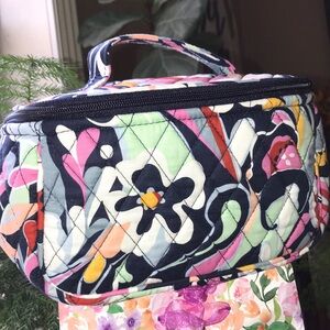 Vera Bradley Blue and Green Cosmetic Bag with Quilted Design